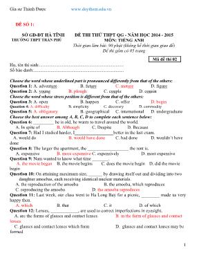 Bộ đề thi thử tốt nghiệp THPT môn Tiếng Anh